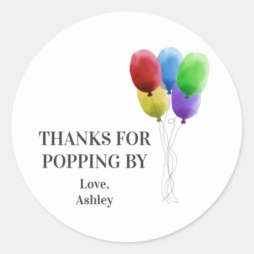 Thanks for Popping By Gift Tags Classic Round Sticker