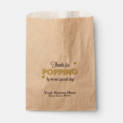 Thanks for Popping by Gold Favors Wedding Favors Favor Bag
