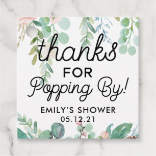 Thanks for Popping By Greenery Shower Favor Tags