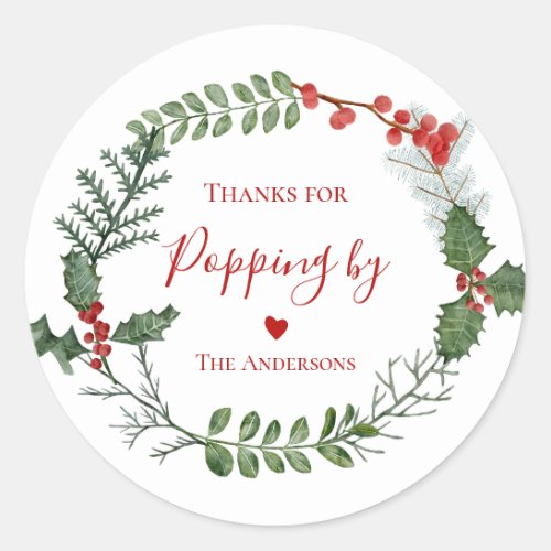 Thanks for Popping By Holiday Popcorn or Soda Classic Round Sticker
