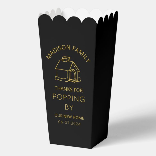  Thanks for Popping By Housewarming Party Popcorn Favor Boxes (Back)