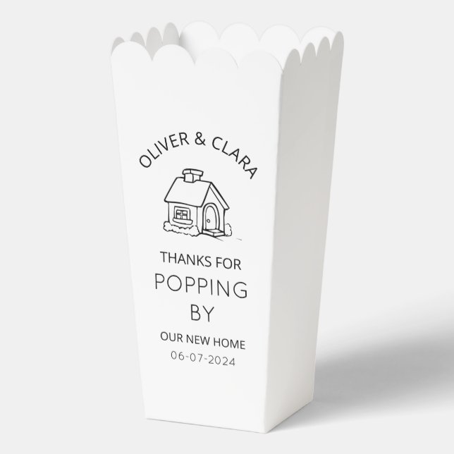  Thanks for Popping By Housewarming Party Popcorn Favor Boxes (Front)