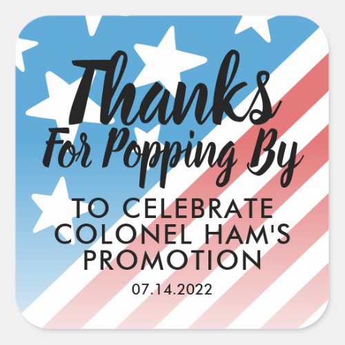 Thanks for Popping By Popcorn US Flag Military Cla Square Sticker