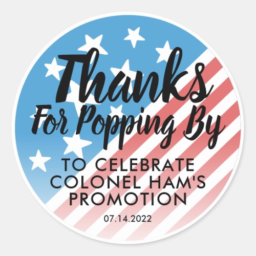 Thanks for Popping By Popcorn US Flag Military Classic Round Sticker