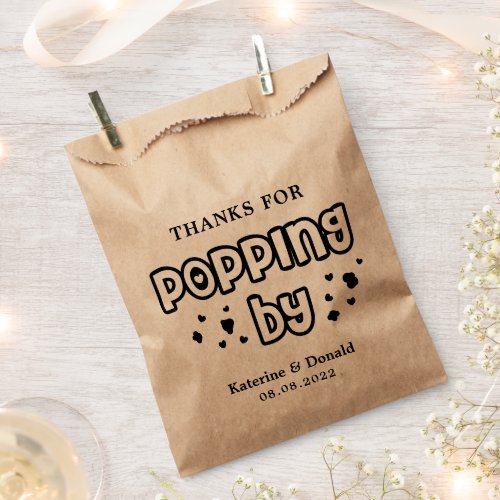 Thanks for Popping By Popcorn Wedding  Favor Bag