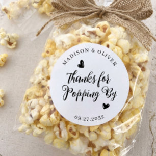 Thanks for Popping By Popcorn Wedding Favor Classic Round Sticker