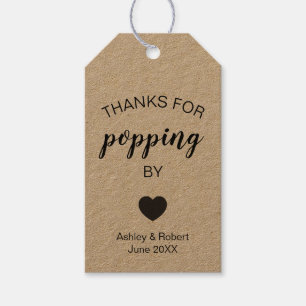 Thanks for Popping By Popcorn Wedding Favor Gift Tags