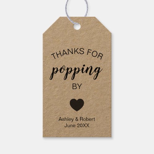 Thanks for Popping By Popcorn Wedding Favor Gift Tags