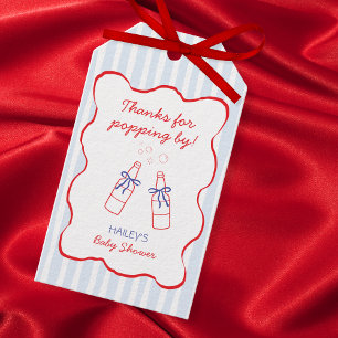 Thanks for Popping By Red & Blue Soda Baby Shower Gift Tags