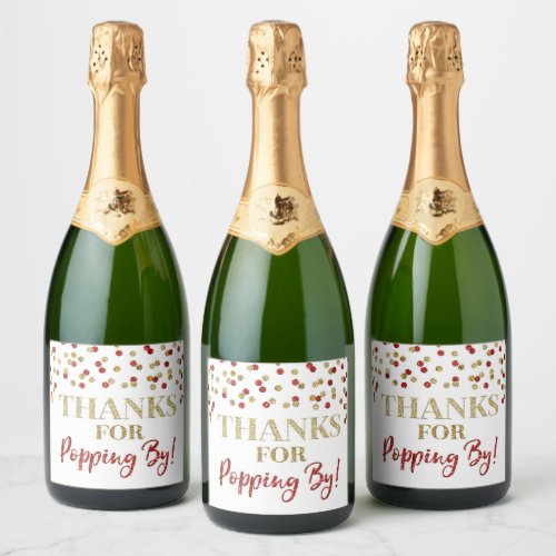 Thanks for Popping by Red Confetti Sparkling Wine Label