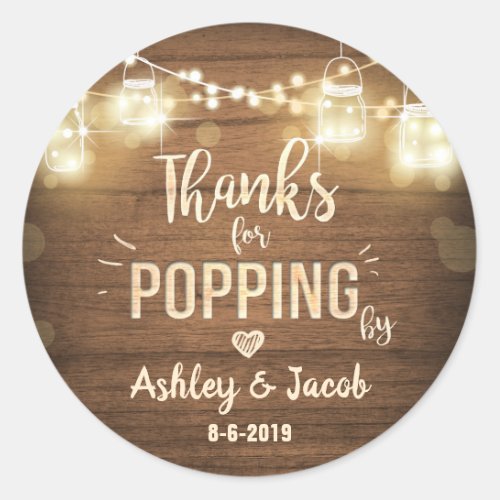 Thanks For Popping By Rustic Wood Lights Favor Tag