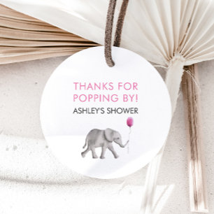 Thanks for Popping By Tags, Elephant Baby Shower Favor Tags