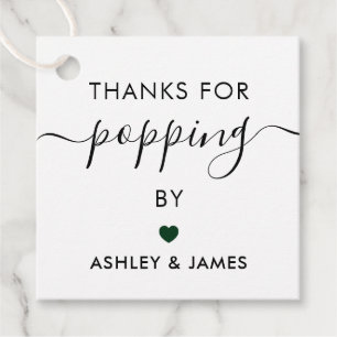 Thanks for Popping By Tags, Wedding Forest Green Favor Tags