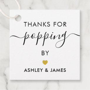 Thanks for Popping By Tags, Wedding Gold Favor Tags