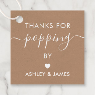 Thanks for Popping By Tags, Wedding Kraft Favor Tags