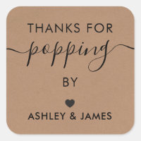 Thanks for Popping By Tags, Wedding Sticker, Kraft