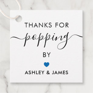 Thanks for Popping By Tags, Wedding Tag, Blue Favor Tags