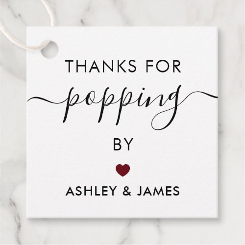 Thanks for Popping By Tags Wedding Tag Burgundy Favor Tags