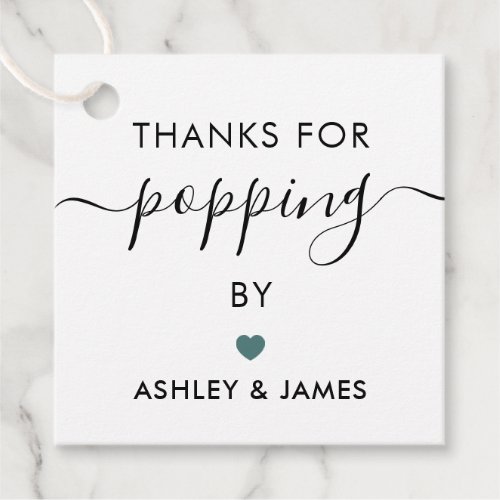 Thanks for Popping By Tags Wedding Tag Gray Teal Favor Tags