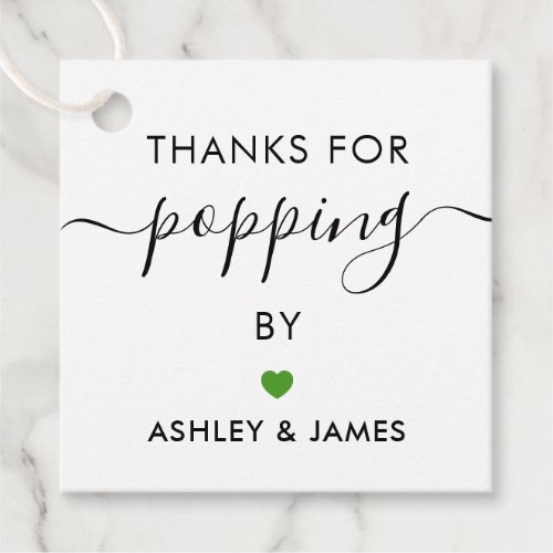 Thanks for Popping By Tags Wedding Tag Green Favor Tags