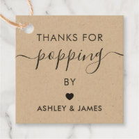 Thanks for Popping By Tags, Wedding Tag, Kraft Favor Tags