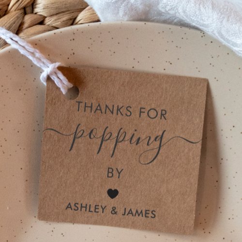 Thanks for Popping By Tags Wedding Tag Kraft Favor Tags