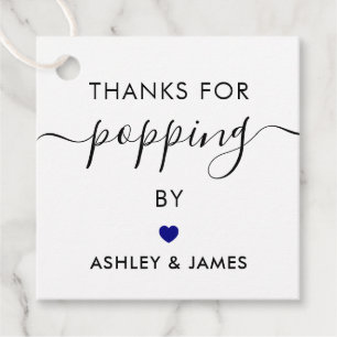 Thanks for Popping By Tags, Wedding Tag, Navy Blue Favor Tags