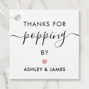 Thanks for Popping By Tags, Wedding Tag, Pink Favor Tags