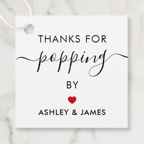 Thanks for Popping By Tags Wedding Tag Red Favor Tags