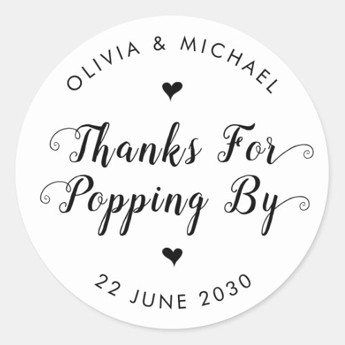 Thanks for Popping By Wedding Popcorn Favor Classic Round Sticker