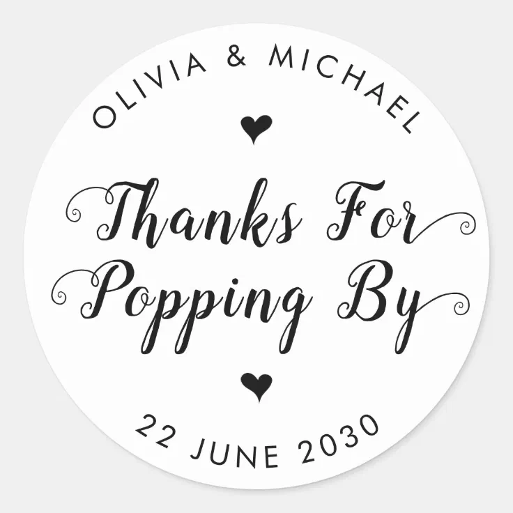 Thanks for Popping By Wedding Popcorn Favor Classic Round Sticker