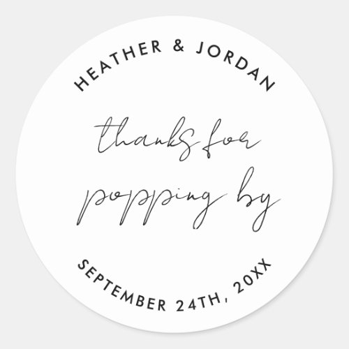 Thanks for Popping by Wedding Popcorn Favors Classic Round Sticker