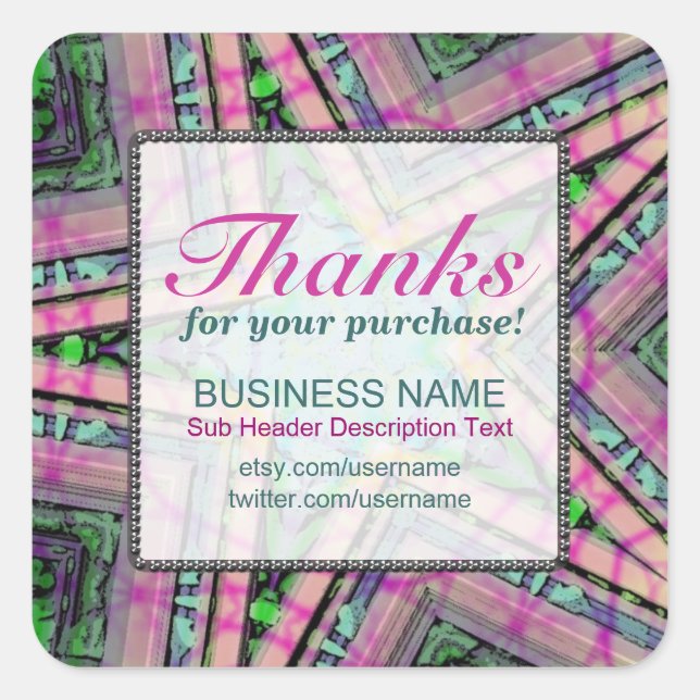 Thanks for Purchase Pastel Star Business square St Sticker (Front)