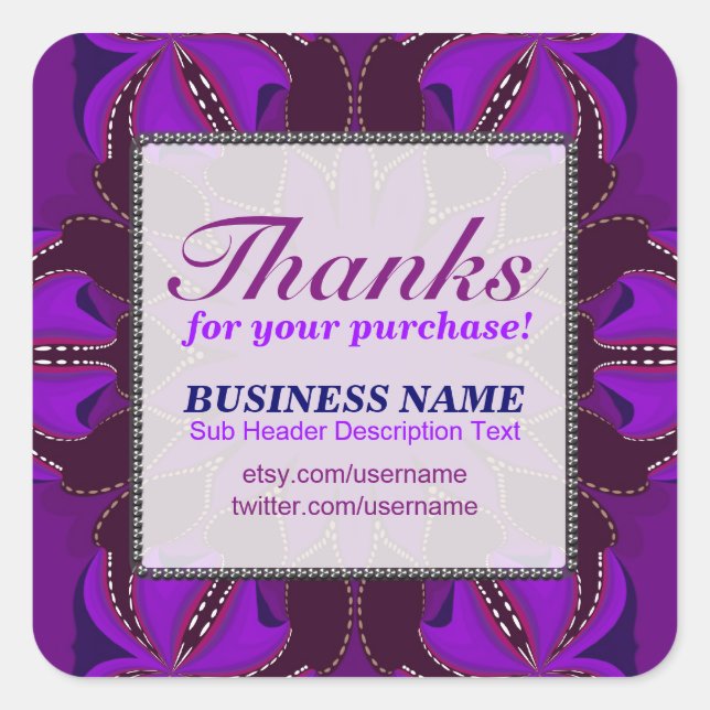 Thanks for Purchase Purple Business Sticker (Front)