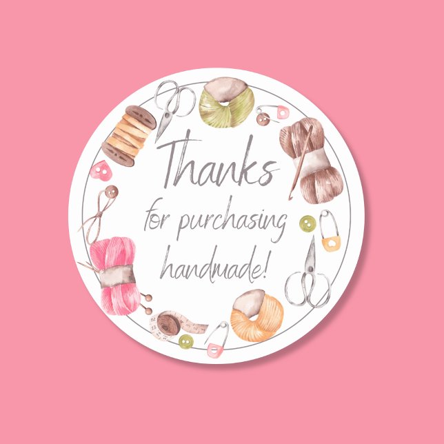 Thanks for Purchasing Handmade  Classic Round Sticker (Creator Uploaded)