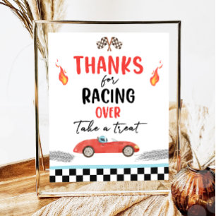 Thanks for Racing Over Race Car Two Fast Birthday  Poster