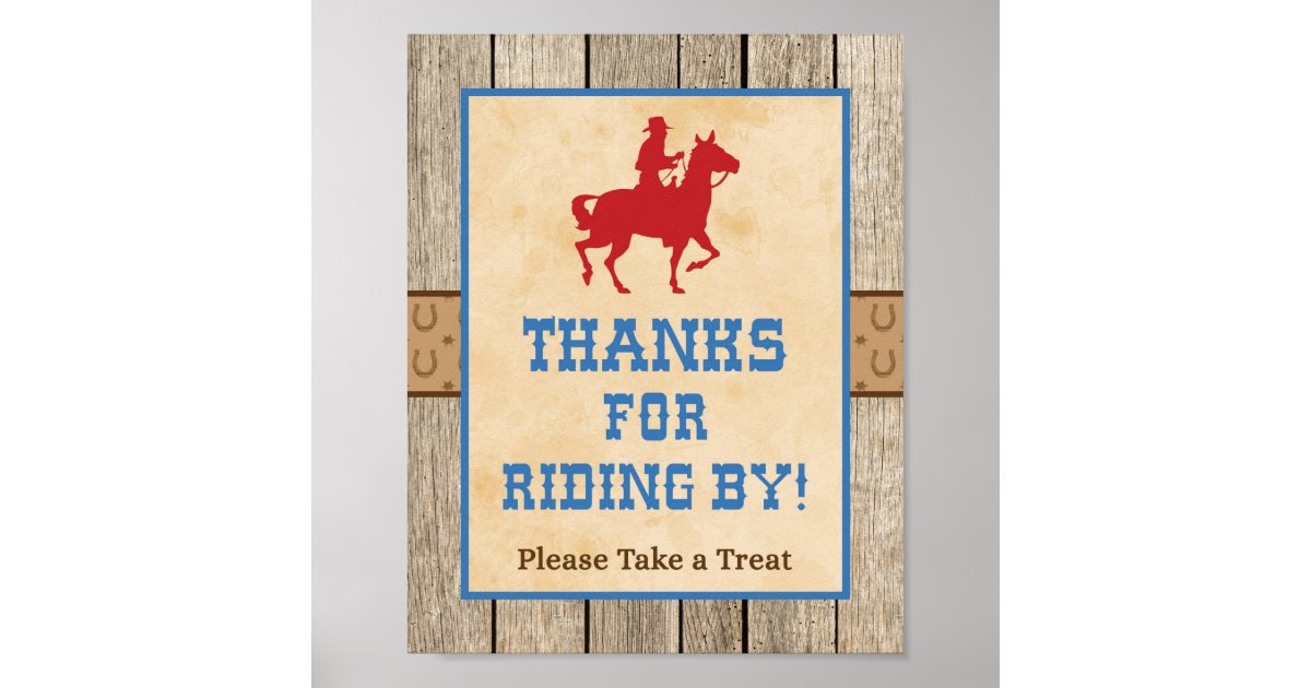 Thanks for Riding By Cowboy Western Sign | Zazzle