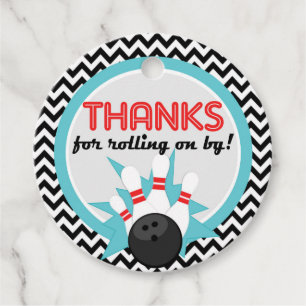 Thanks for Rolling on By Bowling Favor Tags