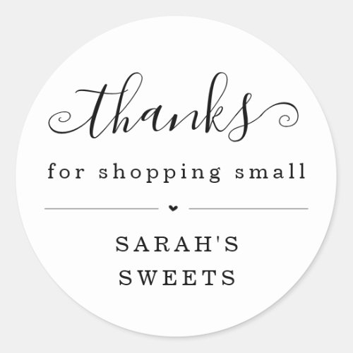 Thanks for Shopping Small Business Thank You Classic Round Sticker