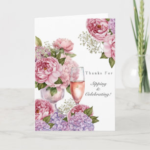 Thanks for Sipping & Celebrating floral Letterpress Thank You Card