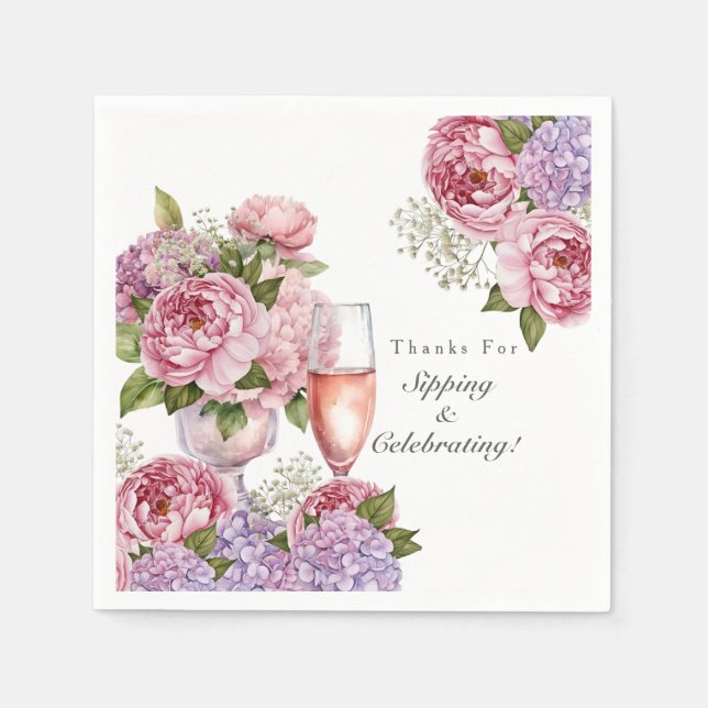 Thanks for Sipping & Celebrating floral Napkins (Front)