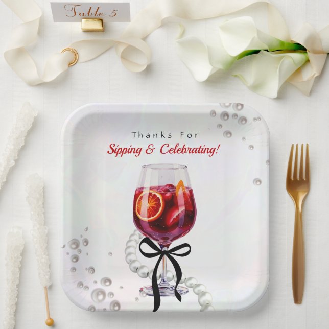 Thanks for Sipping & Celebrating Paper Plates (Wedding)