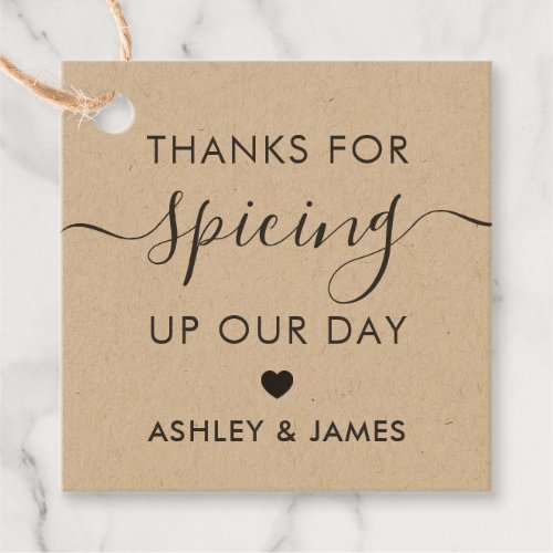 Thanks for Spicing Up Our Day Wedding Tag Kraft Favor Tags