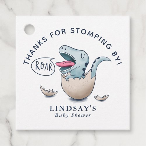 Thanks for Stomping By Blue Dinosaur Baby Shower Favor Tags