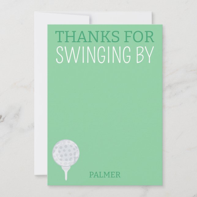 Thanks For Swinging By Golf Party Thank You Card (Front)