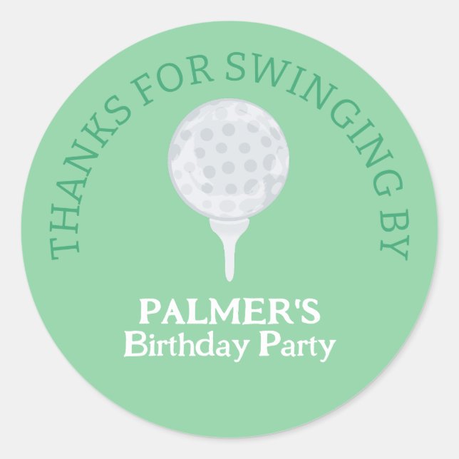 Thanks For Swinging By Golf Party Thank You Classic Round Sticker (Front)