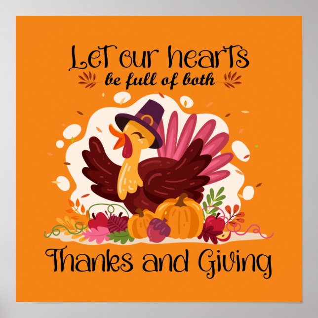 Thanks for Thanksgiving turkey word art Poster (Front)