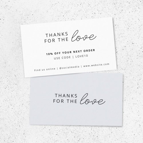 Thanks for the Love  Blue Gray Businesss Order Discount Card