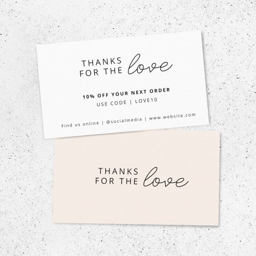 Thanks for the Love  Peach Modern Businesss Order Discount Card