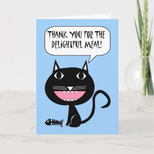 Thanks for the Meal, Cat with Fish Skeleton Thank You Card